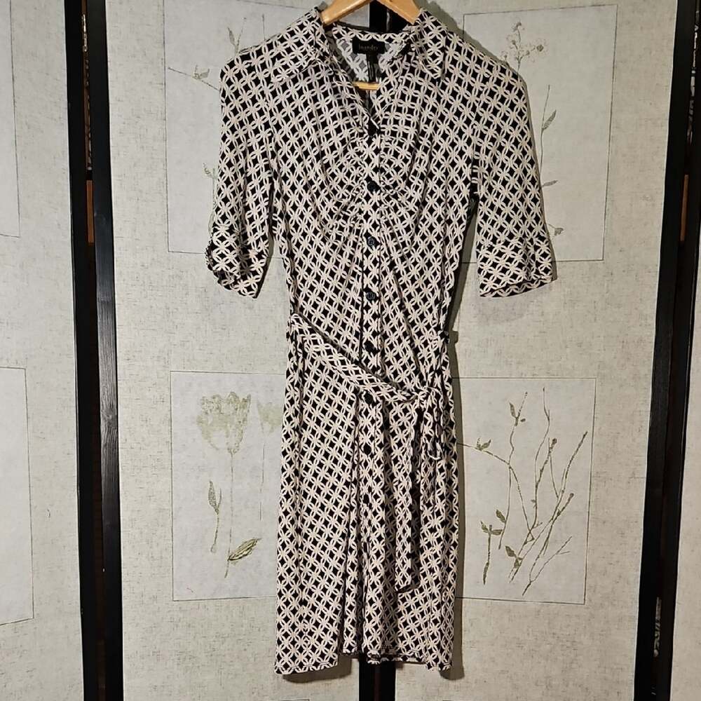 Cream Midi Dress with Buttoned Flutter Sleeves and Collar for Work